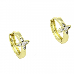 14K KOLCZYKI POZŁACANE 13/7 MM BRYLANTOWA LILIA XUPING 86758