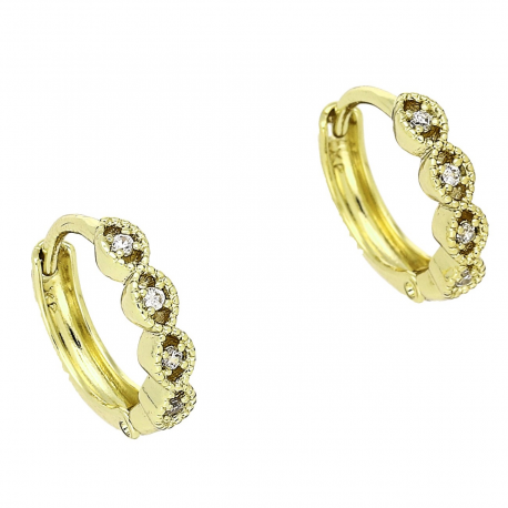14K KOLCZYKI POZŁACANE 13/3 MM KÓŁKA Z BRYLANTAMI XUPING 86770