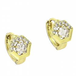 14K KOLCZYKI POZŁACANE 13/10 MM KÓŁKA Z BRYLANTAMI XUPING 86772