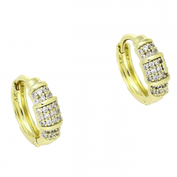 14K KOLCZYKI POZŁACANE 13/5 MM KÓŁKA Z BRYLANTAMI XUPING 86780