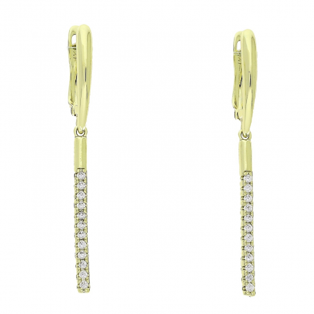 14K KOLCZYKI POZŁACANE 46/3 MM BRYLANTOWE KRESKI XUPING 86797