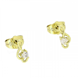 14K KOLCZYKI POZŁACANE 11/5 MM WIOLINOWY KLUCZ XUPING 86821