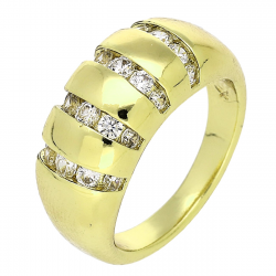 14K PIERŚCIONEK POZŁACANY 9 MM ELEGANCKI Z BRYLANTAMI XUPING 86831