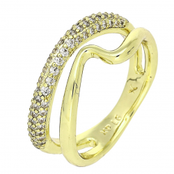 14K PIERŚCIONEK POZŁACANY 10 MM ELEGANCKI Z BRYLANTAMI XUPING 86834