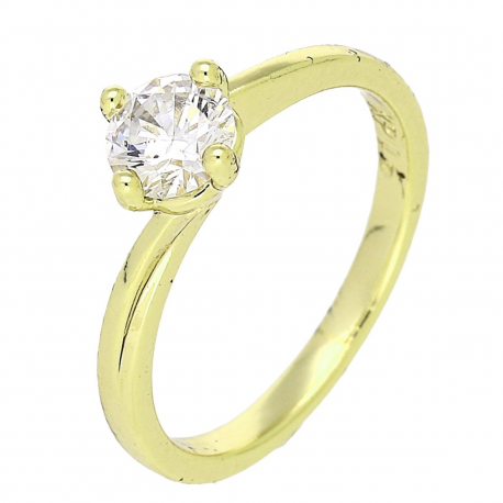 14K PIERŚCIONEK POZŁACANY 6 MM BRYLANT ZARĘCZYNOWY XUPING 86842