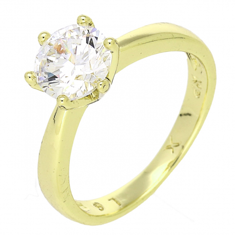14K PIERŚCIONEK POZŁACANY 8 MM BRYLANT ZARĘCZYNOWY XUPING 86843