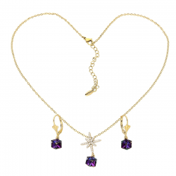 CELEBRYTKA POZŁACANA 40+6 CM Z KOLCZYKAMI 27/8 MM HELIOTROPE CRYSTAL XUPING 86848