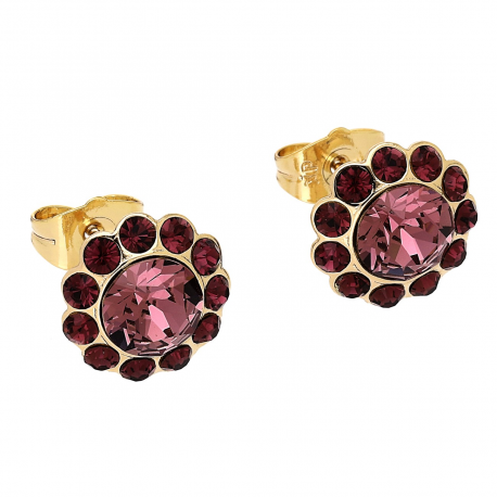 KOLCZYKI POZŁACANE 12 MM FUCHSIA CRYSTAL XUPING 86860
