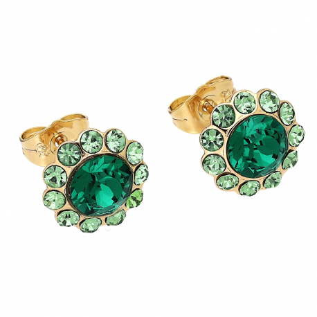 KOLCZYKI POZŁACANE 12 MM EMERALD CRYSTAL XUPING 86861