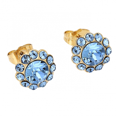 KOLCZYKI POZŁACANE 12 MM SAPPHIRE LIGHT CRYSTAL XUPING 86863