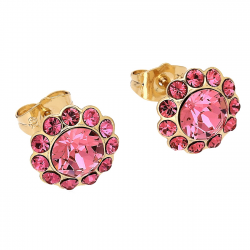 KOLCZYKI POZŁACANE 12 MM ROSE CRYSTAL XUPING 86864