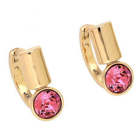 KOLCZYKI POZŁACANE 17/8 MM FUCHSIA CRYSTAL XUPING 86923