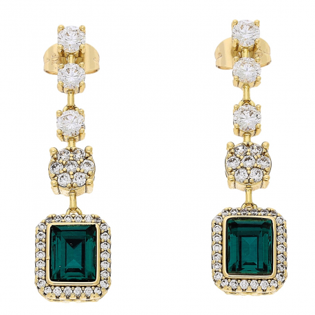 KOLCZYKI POZŁACANE 42/11 MM EMERALD CRYSTAL XUPING 86930