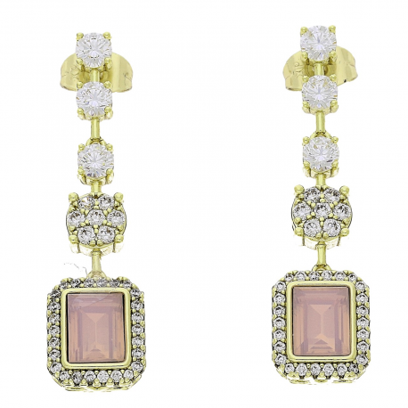 14K KOLCZYKI POZŁACANE 42/11 MM PINK DELITE CRYSTAL XUPING 86939