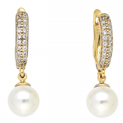 KOLCZYKI POZŁACANE 26/8 MM PEREŁ ELEGANCJA XUPING 87027