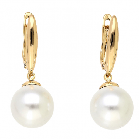 KOLCZYKI POZŁACANE 32/12 MM PEREŁ ELEGANCJA XUPING 87035