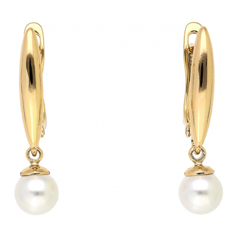 KOLCZYKI POZŁACANE 26/6 MM PEREŁ ELEGANCJA XUPING 87038