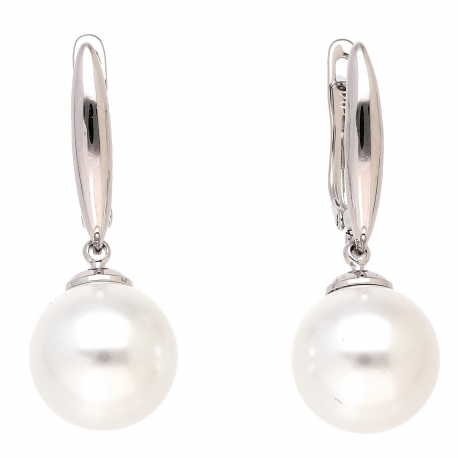 KOLCZYKI PLATYNOWANE 32/12 MM PEREŁ ELEGANCJA XUPING 87039