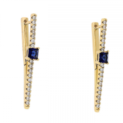 KOLCZYKI POZŁACANE 36/5 MM TRADYCYJNE BRYLANTY Z SZAFIREM XUPING 87086