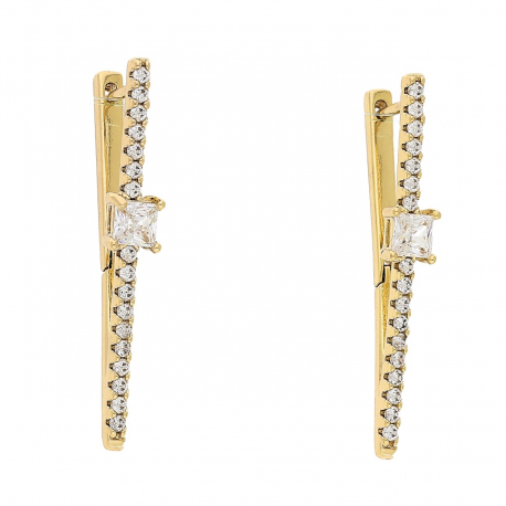 KOLCZYKI POZŁACANE 36/5 MM TRADYCYJNE BRYLANTY Z RADIANTEM XUPING 87088