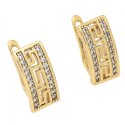 KOLCZYKI POZŁACANE 15/8 MM TRADYCYJNE GRECKIE Z BRYLANCIKAMI XUPING 87091