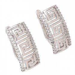 KOLCZYKI PLATYNOWANE 19/9 MM GRECKIE Z BRYLANCIKAMI XUPING 87096