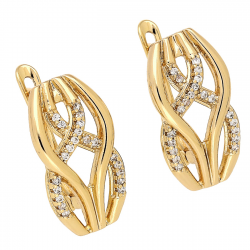 KOLCZYKI POZŁACANE 19/11 MM ELEGANCJA Z BRYLANCIKAMI XUPING 87098