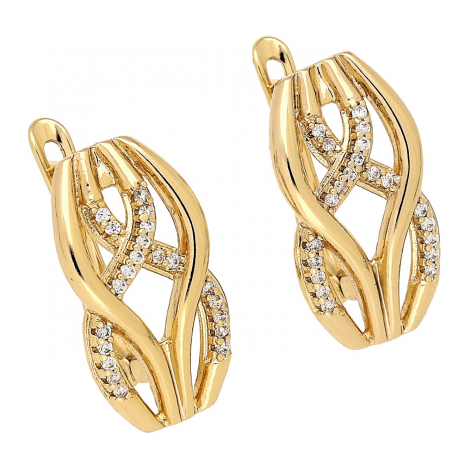KOLCZYKI POZŁACANE 19/11 MM ELEGANCJA Z BRYLANCIKAMI XUPING 87098