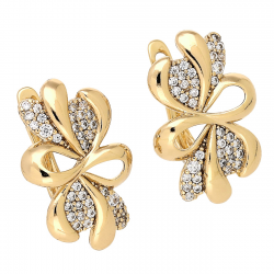 KOLCZYKI POZŁACANE 21/13 MM ELEGANCJA Z BRYLANCIKAMI XUPING 87099