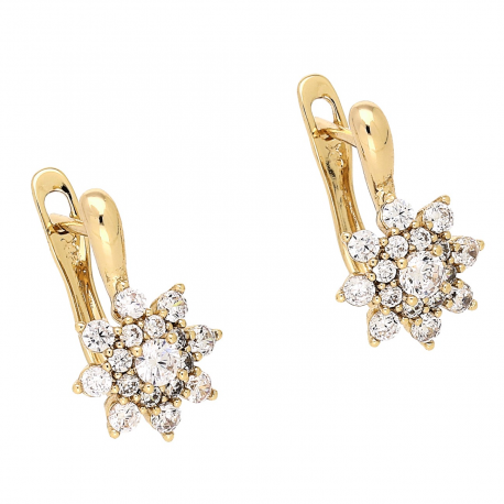 KOLCZYKI POZŁACANE 17/11 MM BRYLANTOWA MARGERYTKA XUPING 87104