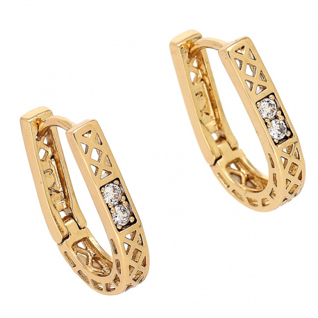 KOLCZYKI POZŁACANE 18/3 MM AŻUROWE ELEGANTKI BRYLANTAMI XUPING 87108