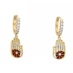 KOLCZYKI POZŁACANE 28/8 MM RĄCZKI FATIMY XUPING 87119