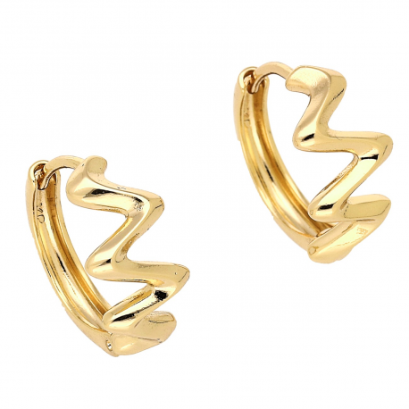 KOLCZYKI POZŁACANE 15/8 MM ZŁOTE KÓŁKA ZYGZAKI XUPING 87122