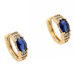 KOLCZYKI POZŁACANE 12/4 MM KÓŁECZKA Z SZAFIREM XUPING 87146