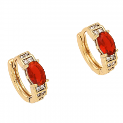 KOLCZYKI POZŁACANE 12/4 MM KÓŁECZKA Z RUBINEM XUPING 87149