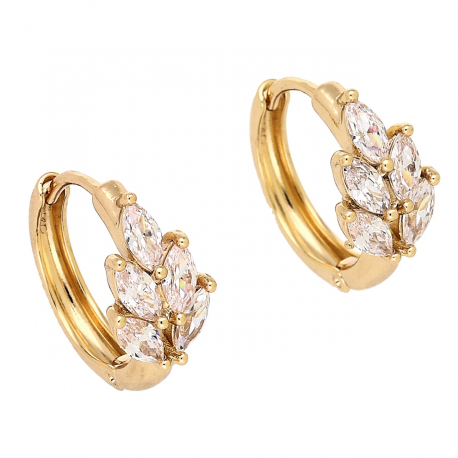 KOLCZYKI POZŁACANE 15/8 MM KÓŁKA Z BRYLANTAMI XUPING 87157