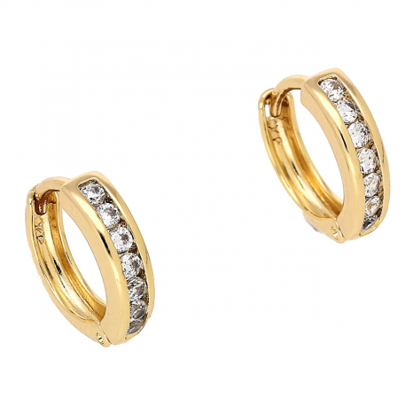 KOLCZYKI POZŁACANE 13/3,5 MM KÓŁKA Z BRYLANCIKAMI XUPING 87158