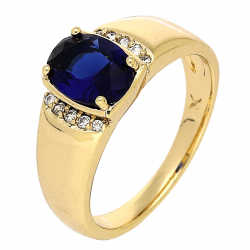 PIERŚCIONEK POZŁACANY 8 MM Z SZAFIREM XUPING 87170