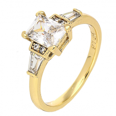 PIERŚCIONEK POZŁACANY 8 MM ELEGANCKI Z BRYLANTEM XUPING 87174