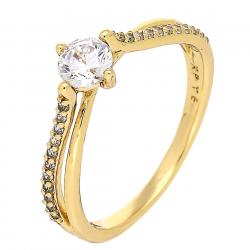 PIERŚCIONEK POZŁACANY 6 MM ZARĘCZYNOWY BRYLANTOWY XUPING 87181
