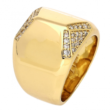 PIERŚCIONEK POZŁACANY 17 MM SYGNET Z BRYLANCIKAMI XUPING 87189