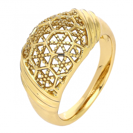 PIERŚCIONEK POZŁACANY 11 MM ZŁOTY AŻUR XUPING 87190