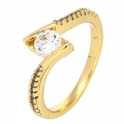 PIERŚCIONEK POZŁACANY 8 MM ELEGANCKI ZARĘCZYNOWY XUPING 87198