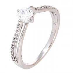 PIERŚCIONEK PLATYNOWANY 6 MM ZARĘCZYNOWY BRYLANTOWY XUPING 87204