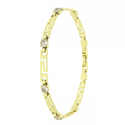 14K BRANSOLETKA POZŁACANA 19 CM 4 MM ZŁOTY GREK Z BRYLANTAMI XUPING 87220