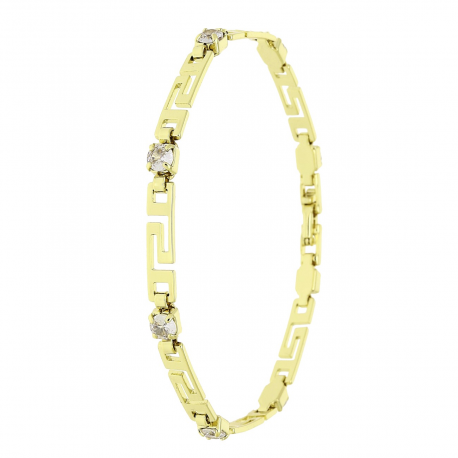 14K BRANSOLETKA POZŁACANA 19 CM 4 MM ZŁOTY GREK Z BRYLANTAMI XUPING 87220