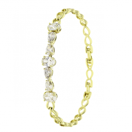 14K BRANSOLETKA POZŁACANA 18,5-16,5 CM 7 MM BRYLANTOWA ELEGANCJA XUPING 87222