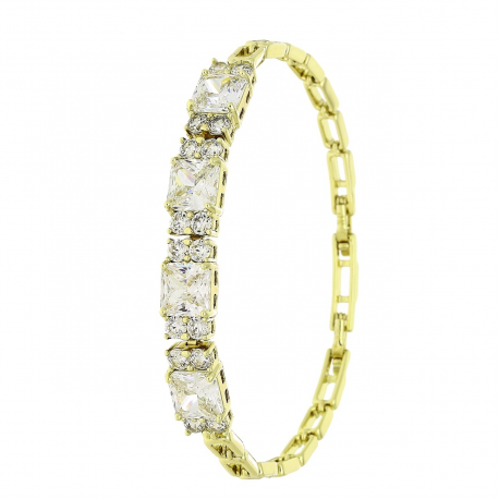 14K BRANSOLETKA POZŁACANA 18,5-16,5 CM 7 MM BRYLANTOWA XUPING 87224