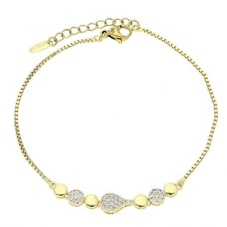 14K BRANSOLETKA POZŁACANA 19+3 CM 6 MM DELIKATNA Z BRYLANTAMI XUPING 87233