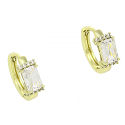14K KOLCZYKI POZŁACANE 12/5 MM KÓŁECZKA Z BRYLANTEM XUPING 87263